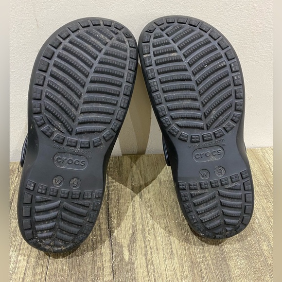 Crocs Unisex Black Rubber Slip-On Baya Platform Lined Clog Sandals W9 - Like New - Picture 8 of 8
